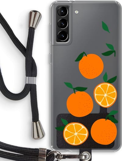 Case Company® - Hoesje met koord geschikt voor Samsung Galaxy S21 Plus hoesje met Koord - Will you be my clementine - Telefoonhoesje met Zwart Koord - Bescherming aan alle Kanten en Over de Schermrand