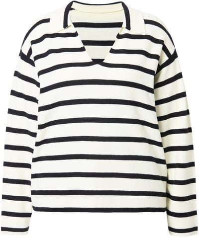 Studio Untold - Dames - Polotrui oversized structuurbrei met strepen - Off-white - Maat 54+