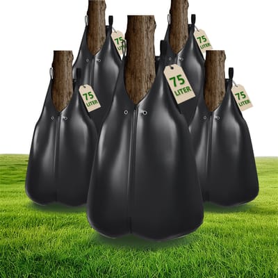 ACXIN Bewateringszak Boom Waterzak Irrigatie Druppelirrigatie 75L UV-bestendig met Rits Tuin Stadsgroen Watergeefsysteem - 5 Stuks - Zwart