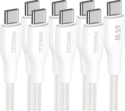 Usb C kabels 1m - 4 pack - 65w fast charge & 480mbps data - Stevig nylon - Phreeze