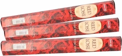 Hem Wierook stokjes - Red Rose - Rozen bloemen geur - 3x pakje met 20 stokjes - Yoga/meditatie