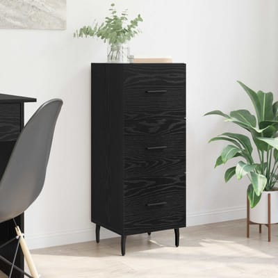 vidaXL - Dressoir - Zwart - eiken - 34 - x - 34,5 - x - 90 - cm - Bewerkt - hout