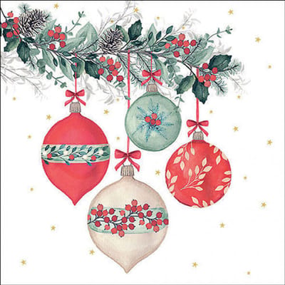 Ambiente - Lunch servetten - Berry baubles white