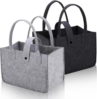 2 stuks vilten boodschappentassen, inklapbare shopper, opvouwbare hengseltas, boodschappenmand, tas om te winkelen, voor opslag (30 x