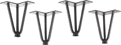 SOTECH 4 stuks Haarspeldpoten Industrial Look mild staal look zwart 150 mm 3 st. Haarspeldpoten Meubelpoten voor banken en kasten Meubelpoot