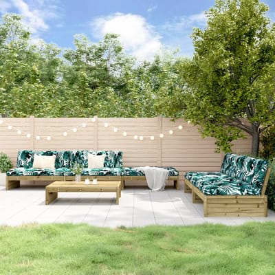 vidaXL - 6-delige - Loungeset - met - kussens - geïmpregneerd - grenenhout