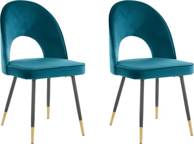 Rosie-Stoel - Petrol Fluweel - Set van 2