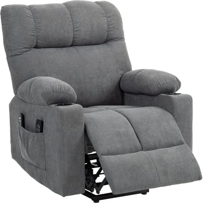 Sta op stoel elektrisch - Relaxfauteuil - Zetel - Stof - 1 persoons - Met armleuning - Zeer comfortabel - Elektrisch - Grijs