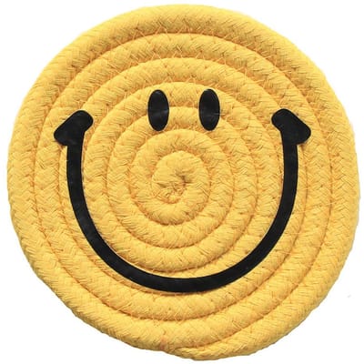 Expression Placemat Ronde Katoenen Touw Geweven Placemat Zuid-Korea Eenvoudige Glimlach Isolatie Pad Geel 18cm geel