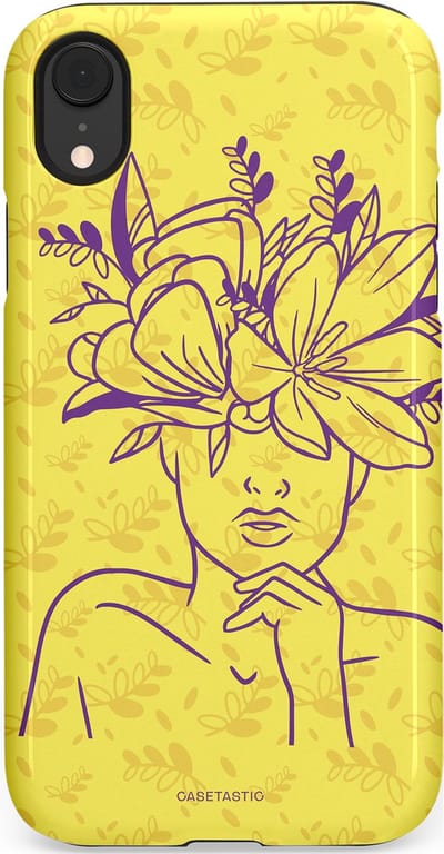 Casetastic hoesje geschikt voor Apple iPhone XR - Dubbellaagse bescherming - Floral Essence - Fashion Case - Goud Beige