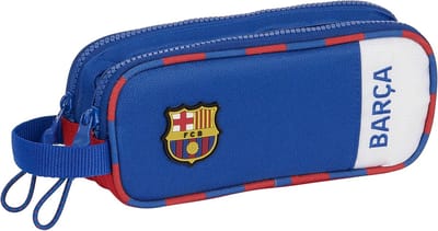 Etui voor kinderen - Pennenetui blauw en kastanjebruin, ideaal voor school, comfortabel en duurzaam, 21 x 6 x 8 cm