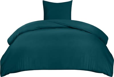 Beddengoed, 135 x 200 cm, microvezel dekbedovertrek 135 x 200 cm + 1 kussensloop 80 x 80 cm, blauwgroen