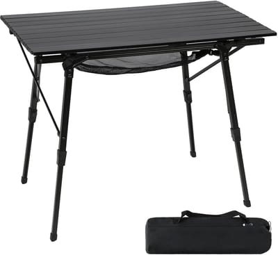 Dailygoods- Kampeertafel opvouwbaar 90 x 53 cm - Draagbaar - In hoogte verstelbare poten - Lichtgewicht - Aluminium - Outdoor gebruik - Picknicktafel