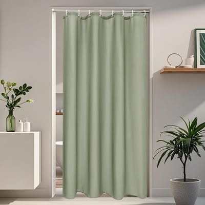 SnelShoppen - Waterproof Douchegordijn 120x200cm Groen - Smal Anti-Schimmel Textiel met 8 Ringen - Ideaal voor Badkamer en Douche