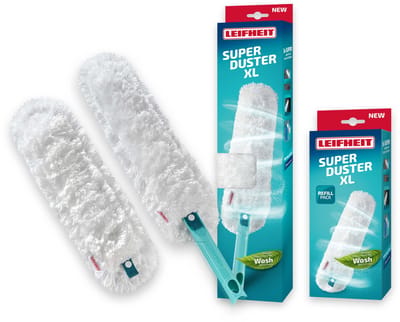 Leifheit Superduster XL plumeau set - click system handvat - incl. 2 wasbare overtrek - microvezel