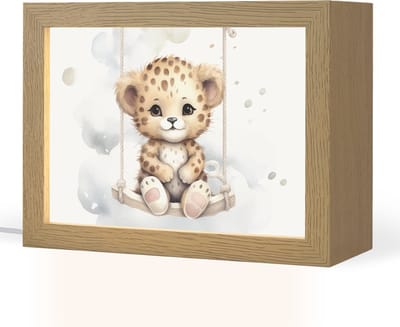 Nachtlampje 20x15 cm - Kinder lampje - Luipaard - Dier - Kinderen - Tafellamp kinderkamer - Slaapkamer lamp - Bedlamp kinderen - Kinderlampje stopcontact - Wandlamp babykamer - Nachtlampjes