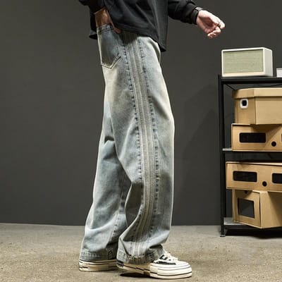 Nouveau Jean Noir avec Coupe Ample Pelucheuse pour Adolescents, Pantalon Jambe Droite, Pantalon de Travail Épais, Hiver 3XL gray