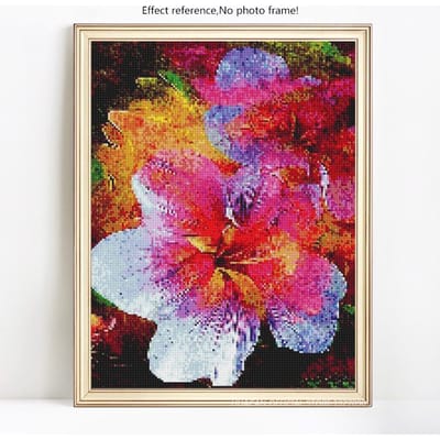 Peinture de diamant avec pierres rondes, fleurs, mosaïque de diamant, image de fleurs 20X30 black