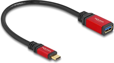 Delock USB 10 Gbps Adapter USB Type-C™ male to USB Type-A female 15 cm red metal