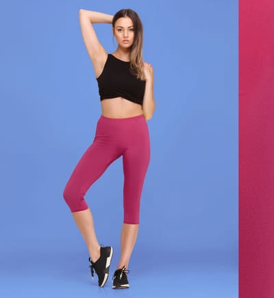 Bellivalini BLV-BLV50-148-LE Dames Capri Leggings - Sport - Vrijetijdsbroek - 3/4 Lengte - Viscose - Sporbroek - Yogabroek - Fuchsia2 - S