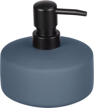 WENKO Zeepdispenser Avellino mat blauw keramiek 380ml - Zeeppompje vrijstaand en navulbaar - Badkamer/toilet/keuken