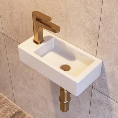 Kleine Rechthoekige Wastafel Keramiek Wandmontage voor Toilet en Badkamer