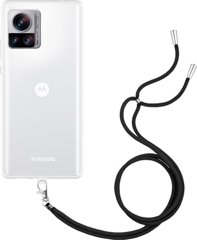 Cazy hoesje met koord geschikt voor Motorola Edge 30 Ultra Hoesje met Koord - Flexibele Case - Transparant