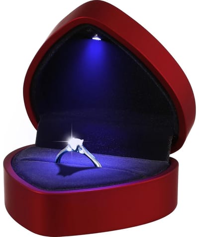 EXCITAT LED-ringdoos in hartvorm - sieradendoos/geschenkdoos - geschikt voor trouw-/verlovingsringen en Valentijnsdagcadeaus - rood