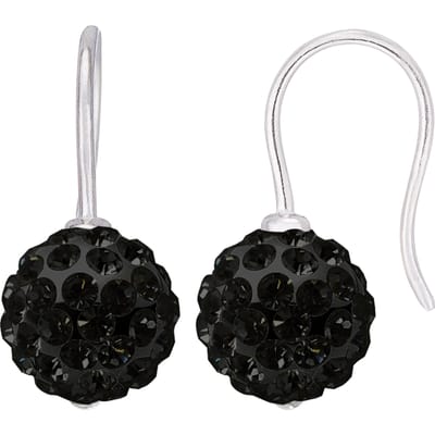 Black Crystal Sphere Hooks 8mm Silver 925 - Pure Crystal
