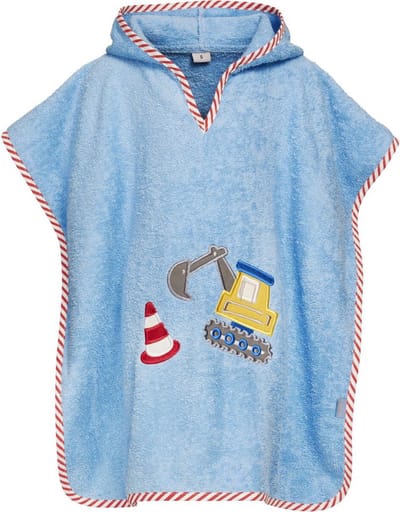 Playshoes - Poncho met capuchon voor kinderen - Bouwwerkplaats - Blauw - maat S