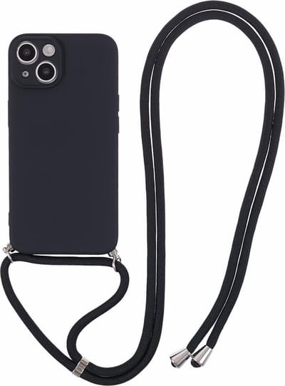 Coverup Hoesje - Geschikt voor iPhone 15 Hoesje - Coverup Colour TPU Back Cover met Koord - Charcoal Black