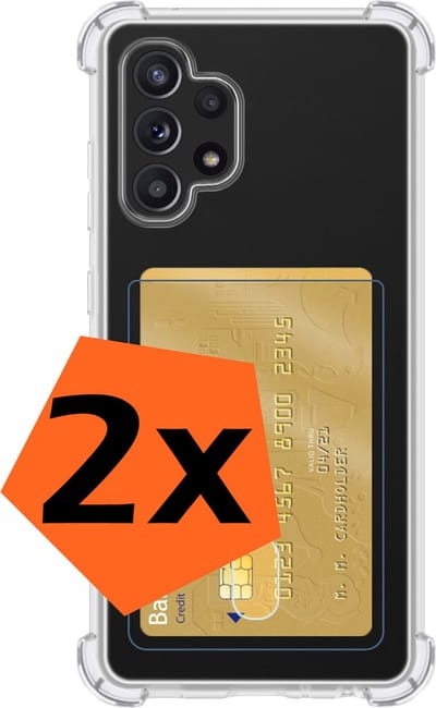 Hoes - 2 Stuks - Geschikt voor Samsung Galaxy A32 4G - Met Pashouder en Kaarthouder - Telefoon Hoesje Shockproof - Siliconen Case - Back Cover - Shock Proof - Pasjes Houder - Transparant