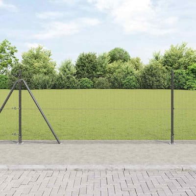 vidaXL - gelast - draadhek - met - betonnen - voetstuk - 10 - x - 0,8 - m - Grijs - Mesh