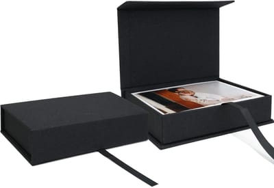 Opbergdoos 5x7, Linnen Foto Box 13x18 cm, Memory Box Perfect voor het opslaan van uw foto's, foto's, certificaten, scrapbooking benodigdheden en aandenken zwart