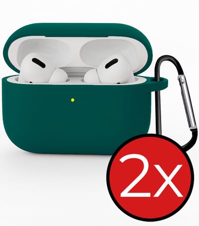 Hoesje - Geschikt voor Apple Airpods Pro 3 - Siliconen Hoes met Clip - Silicone Case Cover - Petrol