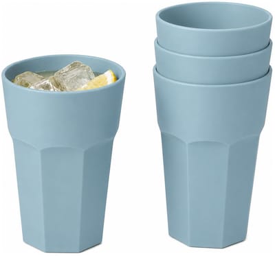 Plasticforte onbreekbaar drinkglas - 4x - kunststof - blauw - 520 ml - drinkglazen - lichtgewicht - 9 x 13 cm - stapelbaar