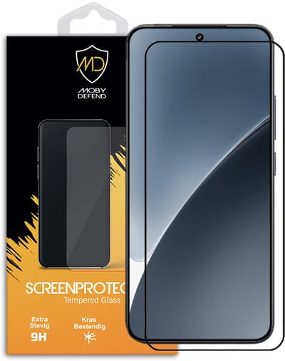 MobyDefend Screenprotector - Geschikt voor Xiaomi 15 - Screensaver Met Zwarte Randen - Gehard Glas