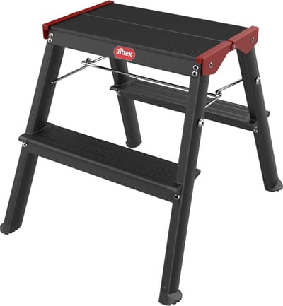 Altrex Duostep Black opstapje - Opstapkruk 2 treden - Lichtgewicht aluminium huishoudtrap - Werkhoogte 2,45 meter