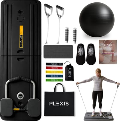 Plexis Pilates Board - Reformer – Pilates Sokken - Inklapbare Pilates Set met Weerstandsbanden - Pilates Bal - Met Luxe Draagtas - 30 Dagen Afvalchallenge E-book