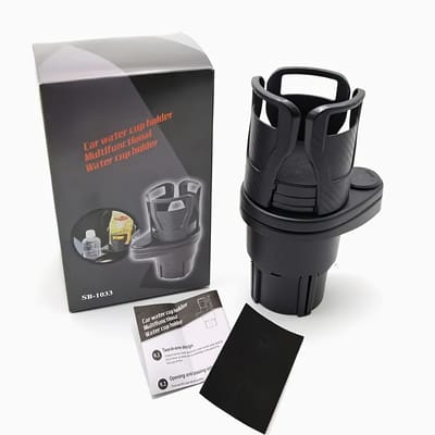 Dutchers® 2-in-1 Verstelbare Universele Autobekerhouder – Geschikt voor Grote Waterflessen & Bekers – Uitschuifbare Bovenkant & Basis - Bekerhouder - Auto-Organisatie - Fleshouder & Blikjeshouder - Koffiehouder Auto - Auto-Organisator