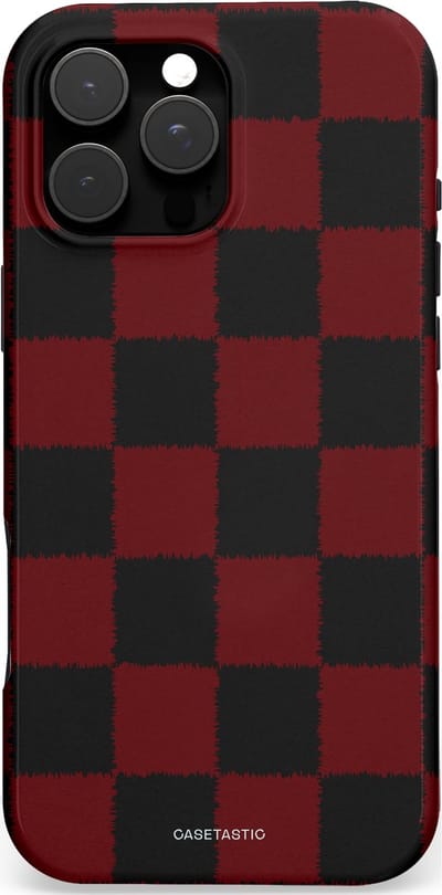 Casetastic hoesje geschikt voor Apple iPhone 16 Pro Max - MagSafe - Dubbellaagse bescherming - De Houthakker - Fashion Case - Zwart Bordeaux