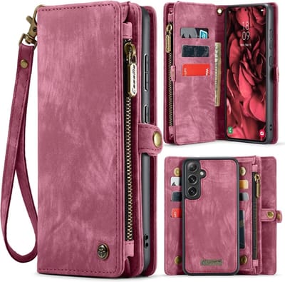 CaseMe Hoesje - Geschikt voor Samsung Galaxy S25 Plus Hoesje - CaseMe 008 2-in-1 Book Case & Back Cover met Portemonnee - Pink