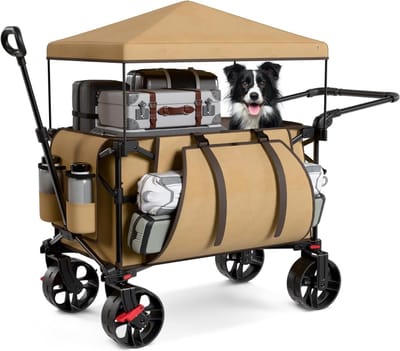ZMR® Bolderkar Opvouwbaar Luchtbanden - Bolderkar - Bolderkar Opvouwbaar - Khaki - 95cm x 53cm x 70cm
