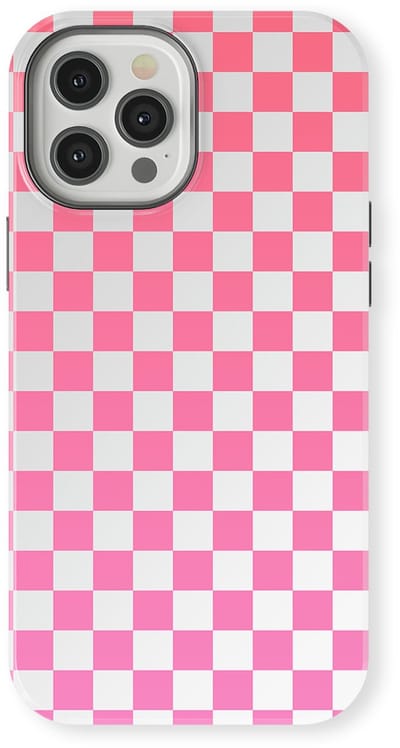 Design Hoesje geschikt voor iPhone 12 Pro | Geschikt Voor Mag | Tiny Squares Checkered Print | Backcover geschikt voor iPhone 12 Pro Pink Pop Grid