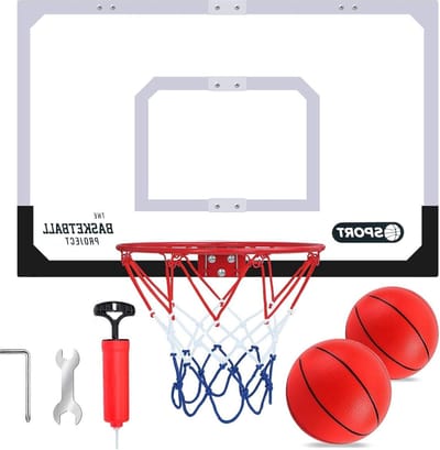 Basketbalmand 64 x 42 cm - Grote basketbalmand voor kinderen - Binnen en slaapkamer - Deur en muur - 2 ballonnen - Basketbalcadeau - Jongens meisjes jongeren