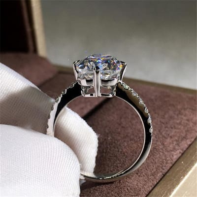 Princesse luxe proposition mode ronde coupe Zircon bague ensemble femmes brillant gemme bague de mariage fille bijoux chapeaux en gros 9 gray