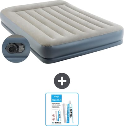 Intex Luchtbed - 2-Persoons - 152 x 203 x 30 cm - Grijs - Inclusief pomp en Reparatieset