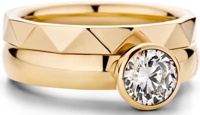 Jonline Schitterende 14K Vergulde Ring met Zirkonia Steen inclusief aanschuifring 19.75 mm. (maat 62)