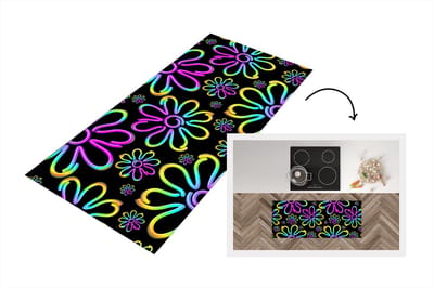 Keukenloper - Loper keuken - Bloemen - Neon - Patronen - Psychedelisch - 120x50 cm - Keukenloper vinyl