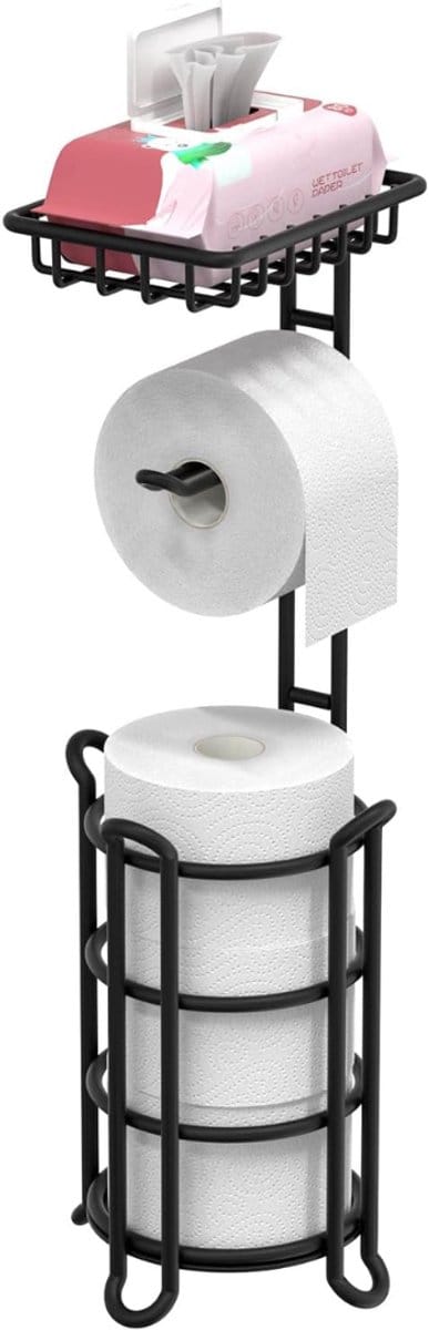 ZRSS® Toiletbutler - Staande Toiletrolhouder - Toilet Butler - Borstel met Houder - Zwart